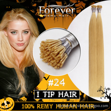 Forever high quality 100 brazilian remi human hair extensions wholesale #24 double drawn i tip hair